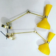 Modern Wall Articulated Mid Century Solid Raw Brass Sputnik Stilnovo Light