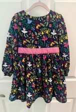 Mini Boden: Girls Cord Nutcracker Dress, Pink Sash; Excellent Cond. Size 5-6 Y
