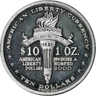 2000 NORFED $10 Type II Block Date Liberty Torch Back 1 oz 999 Fine Silver Round