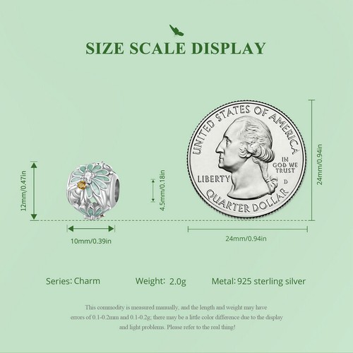 Wostu 925 Sterling Silver Bee Daisy in Oasis Flower Bracelet Charm Bead Gift - Picture 9 of 13