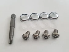 AUDI SECURITY Anti Theft luxury Auto License Plate Screws CHROME Covers bolts