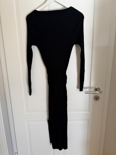 Langes schwarzes Stoff-Kleid Mango, Größe M, mit Schlitz - Bild 6 von 6