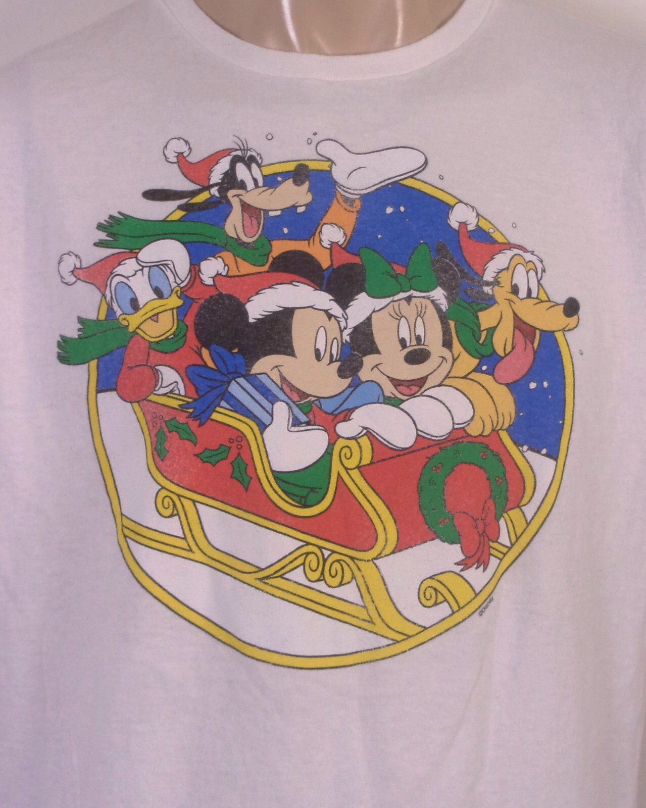 vintage 90s 00s Y2K Disney Christmas Theme T-Shirt Mickey Donald Minnie Goofy XL