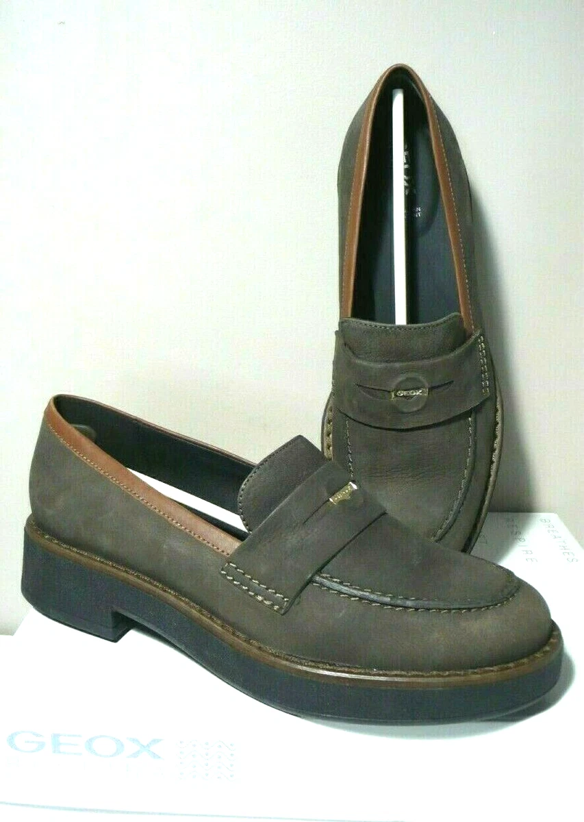 Raza humana tomar el pelo Superior GEOX RESPIRA D ADRYA E Nubuck Low Heel Moccasin Loafer Comfort Shoes Sz  39/9 | eBay