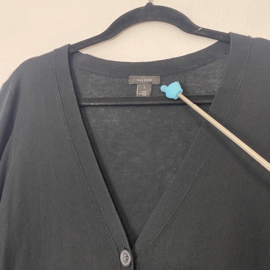 HALOGEN Women's Buttoned Cardigan Solid Black Lon… - image 4