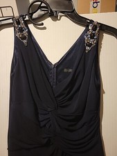 David Meister Sleeveless Prom Cocktail Dress Women  s 2 V-Neck Beaded Blue Party