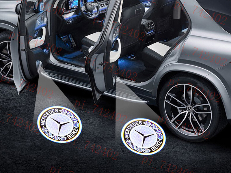 2pc HD Car LED Door Lights Projectors Emblem Kit For A/B/C/CLA/E/GLC/GLE