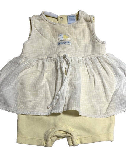 Vintage Miniwear 6-9 Month Lalalala Singing Bird Birdy Yellow White Romper