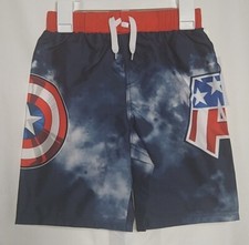 Boys' Marvel Captain America Swim Trunks Color Red  Blue Size Small - NWT