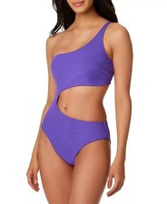 Bar III HIBISCUS Micro Rib One Shoulder Cutout One-Piece Swimsuit Size US Large