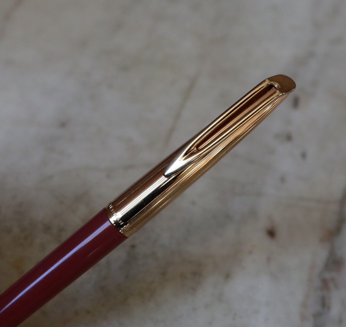 Stylo Plume Waterman CF Rare En Résine Rouge Indien - Plume En Or 18 Carats, Occasion