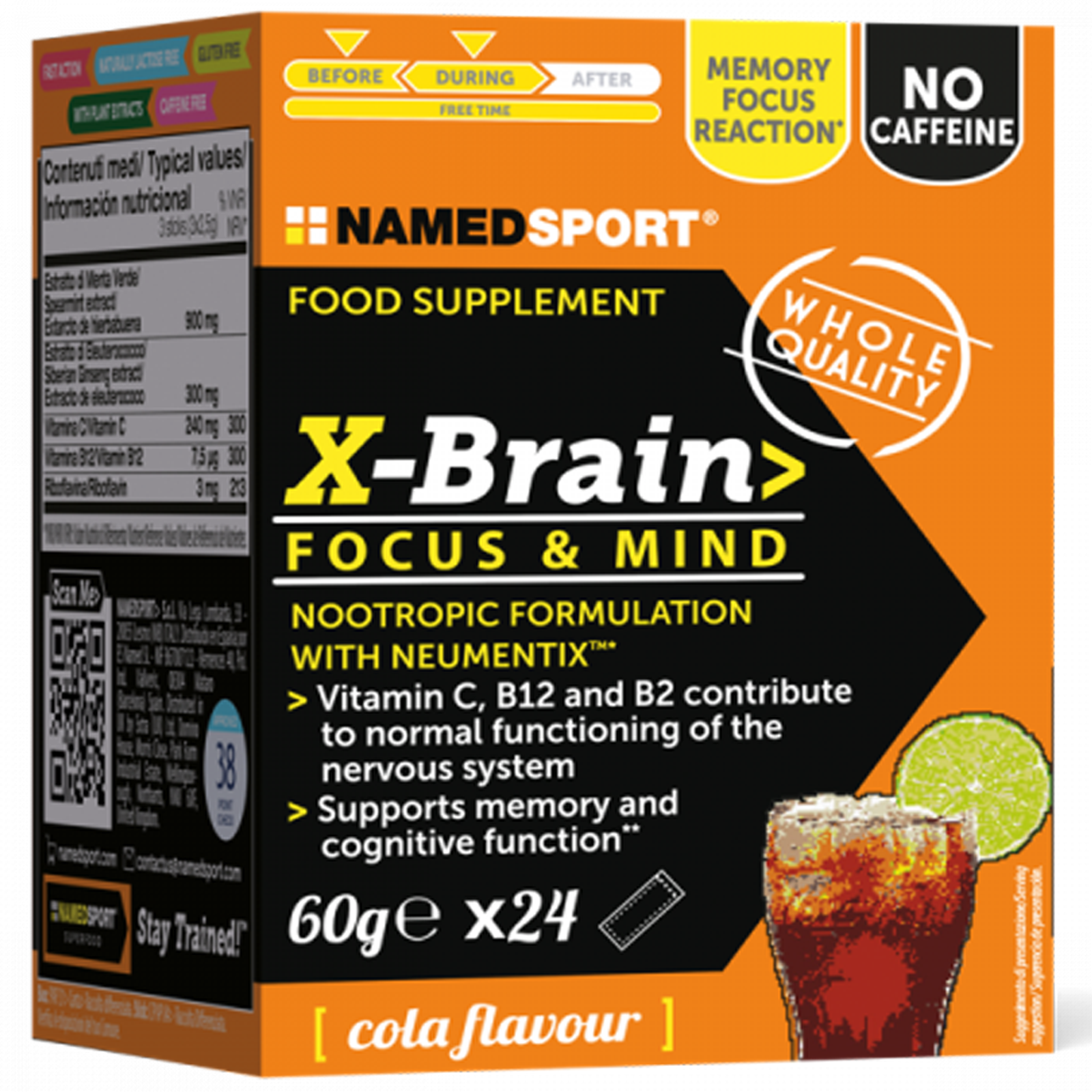 Named Sport X-Brain 24 bustine da 2,5 gr  Concentrazione mentale gusto Cola