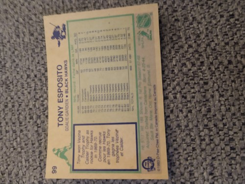 TONY ESPOSITO Chicago Blackhawks 1983/84 O-PEE-CHEE NHL HOCKEY CARD #99 EX+ - Picture 3 of 3
