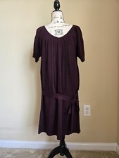 Loft merino wool blend maternity dress purple pleater womens LM