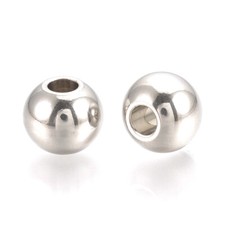 100x304 Stainless Steel Spacer Beads Round Metal Smooth Beads Jewelry Making 6mm
