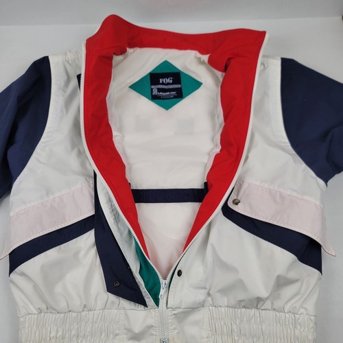 Vintage London Fog Ski Jacket Mens Large Coat Lined Full Zip Snap Up White - Picture 5 of 10