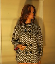 Womens New Milly Original Of New York Black White 100% Wool Jacket Coat Size 12