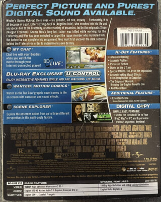 Wanted (Blu-ray, 2008) Angelina Jolie & Morgan Freeman 25195051354