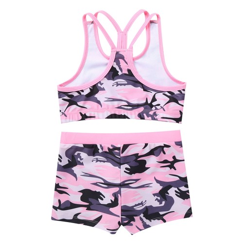 Girls Tropical Print Swimsuit Summer Beach Swimwear 2 Piece Bikini Swimming - Picture 14 of 43