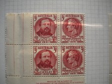 Australia 1951 3d Discovery of Gold/Victoria, SG245/246 Mint imprint block of 4