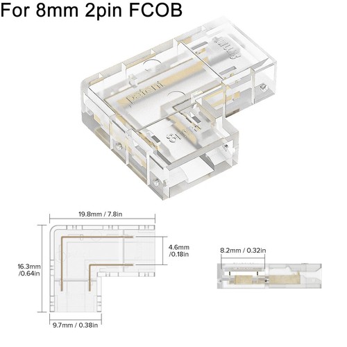 4 PIEZAS Conectores de Cubierta Transparentes en Forma de L CCT RGB FCOB FOB Tira de Luces LED - Imagen 7 de 21