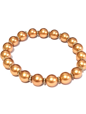 Dark champagne/bronze shell pearl stretch bracelet with daisy spacers