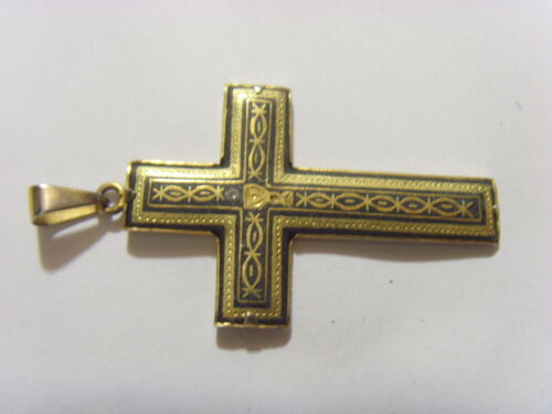 antique catholic 52 x 48 mm gold inlay cross pendant holy chalice motif 51247 - Picture 3 of 5