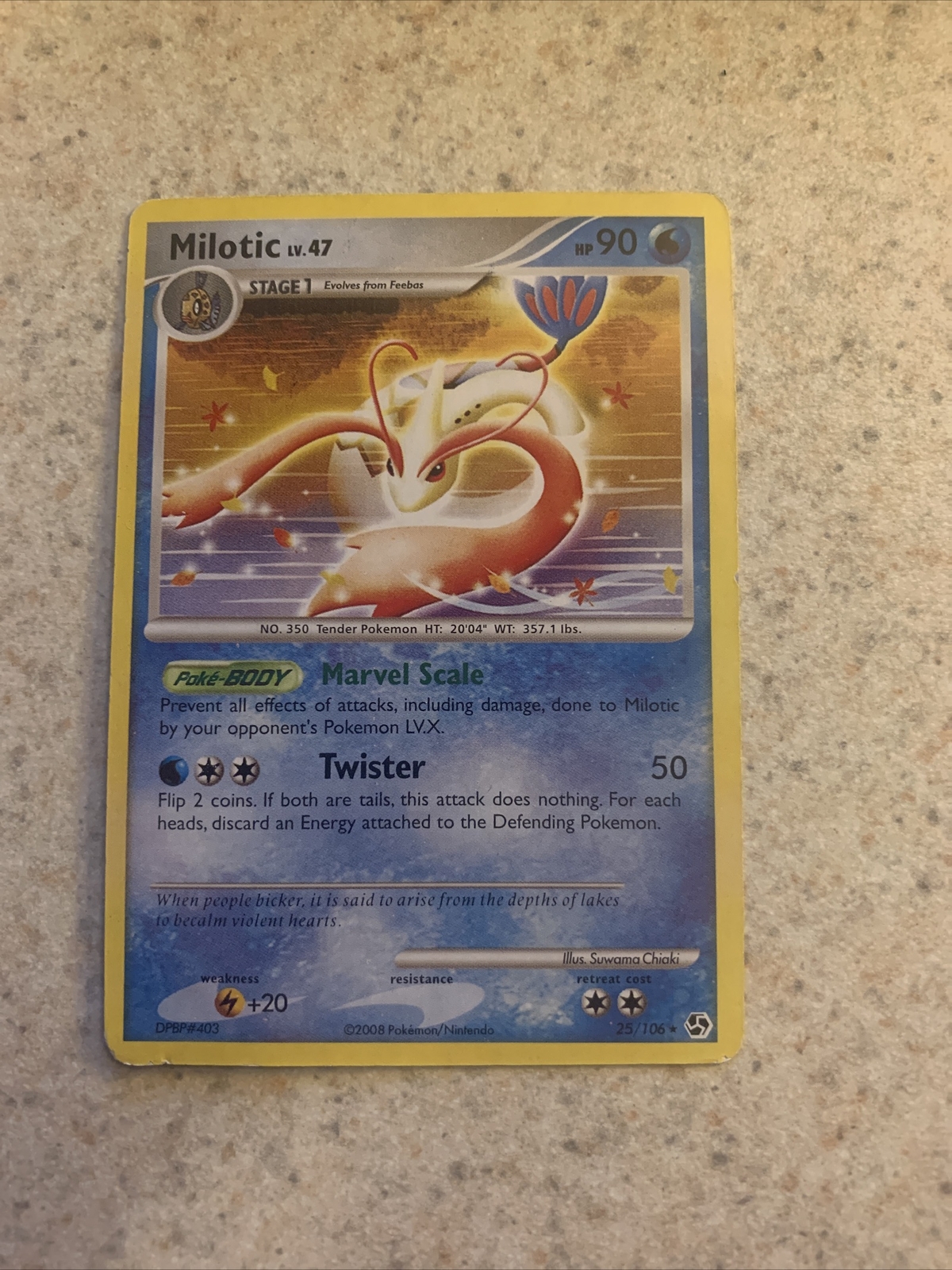 Milotic 25/106 Diamond and Pearl Great Encounters Rare Pokemon Card LP