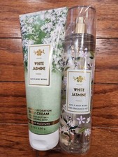 2 BATH  BODY WORKS WHITE JASMINE BODY CREAM  FINE FRAGRANCE MIST 8 OZ EACH NEW