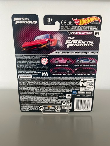 HOT WHEELS PREMIUM FAST AND FURIOUS QUICK SHIFTERS '65 CORVETTE STINGRAY COUPE - Picture 2 of 2