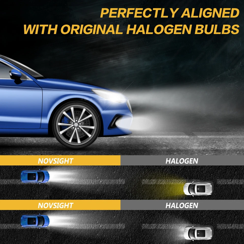 NIGHTEYE 2x H1 6000K Super White 160W 1600LM LED Headlight Bulbs Kit Fog Driving - Image 3 of 4