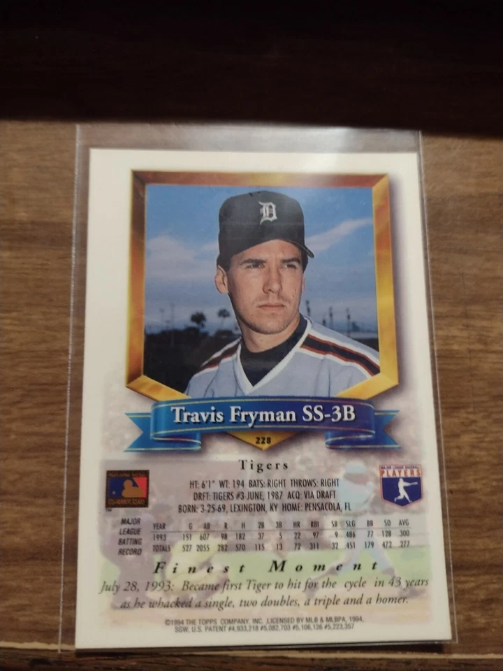 Tom Pagnozzi, Travis Fryman y Gary Sheffield Topps Finest Foto 3 de 4