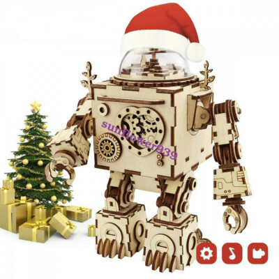 ROBOTIME Handmade DIY 3D Wooden Steampunk Puzzle Music Box: Orpheus Model Kits