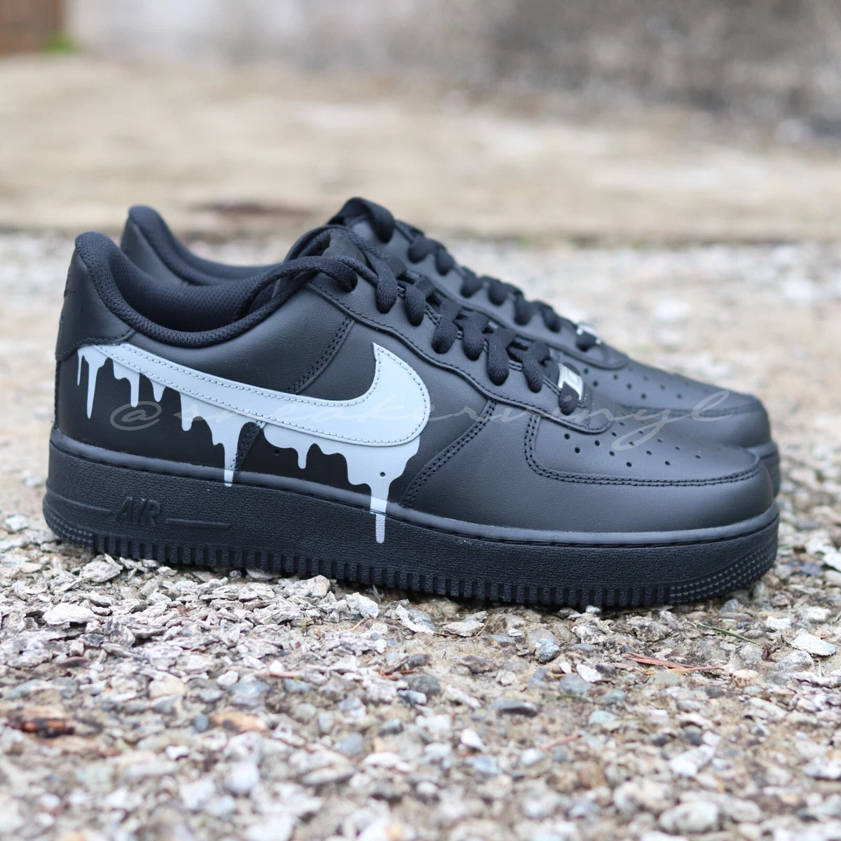 Custom Nike Air Force 1 Low Mid High Men's Blue BLACK Drip 