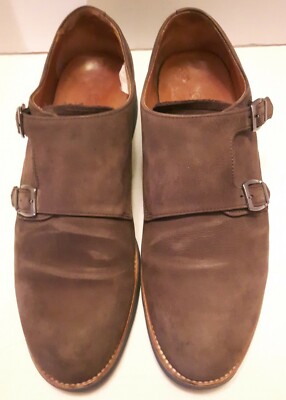 Massimo Dutti Brown Leather Suede Double Monk Strap Wingtip Brogue Shoes 10 10.5 MASSIMO DUTTI brown suede double monk strap wingtip shoes  main image 3
