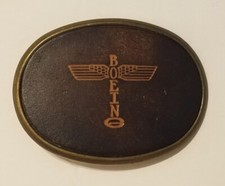 Boeing Airplanes Totem Brass Leather Vintage belt buckle by El Cid