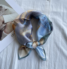 100 Silk Mulberry Scarf 53X53cm Women Square Bandana Anime oil painting NEW