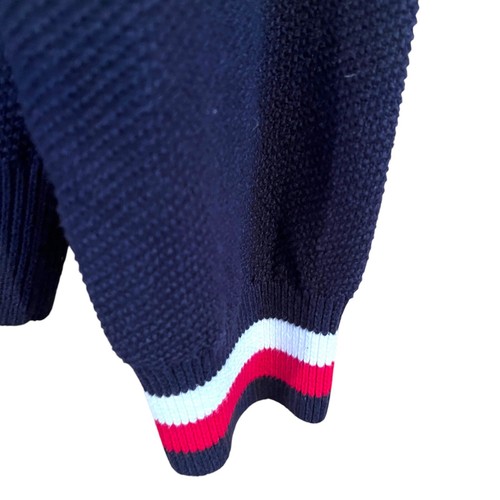 Tommy Hilfiger Men's 1/4 Zip Pullover Sweater Size M Navy Blue Classic Nautical - Picture 3 of 7