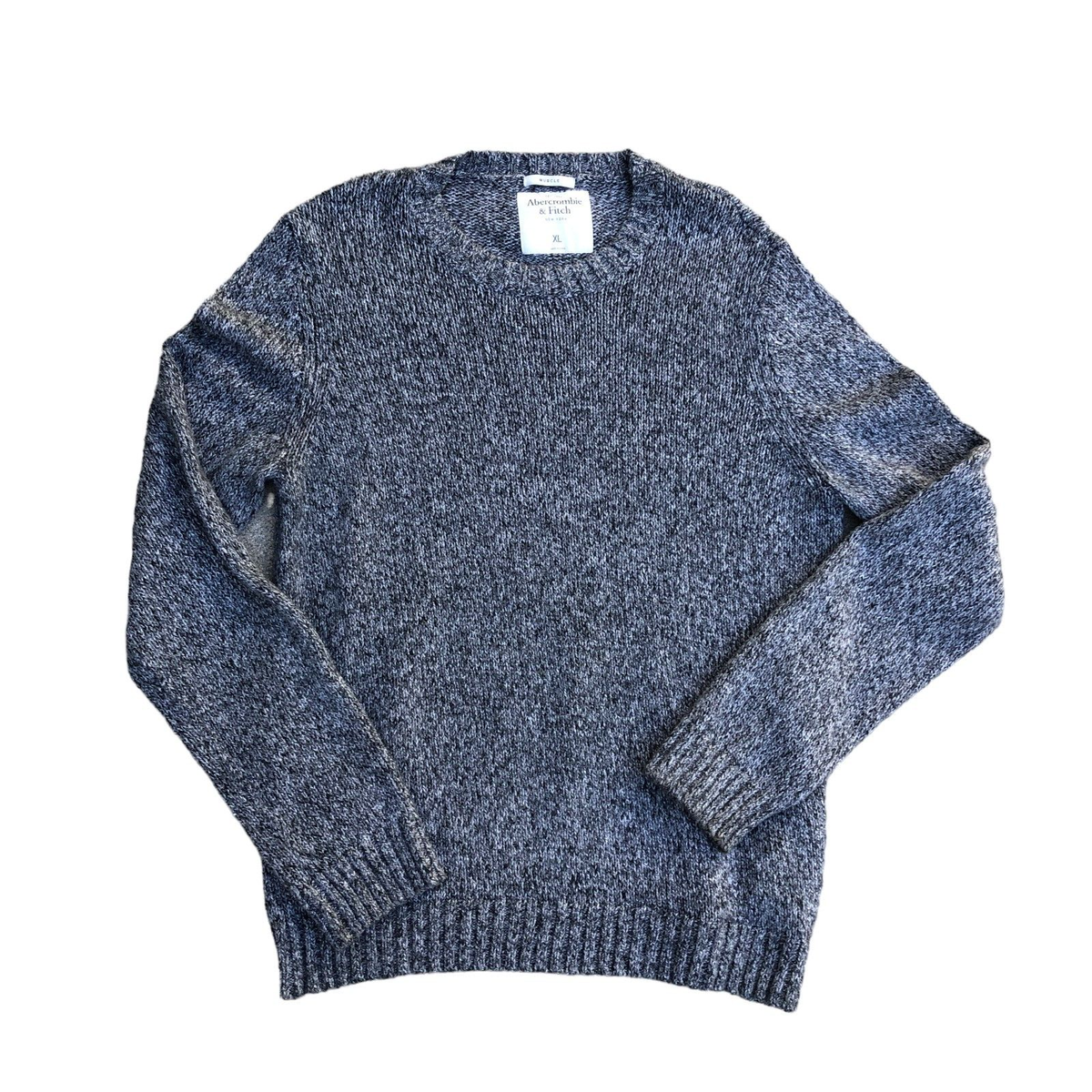 ABERCROMBIE FITCH Knit Sweater Men's XL Muscle Fit Grey Long Sleeve Crew  Neck