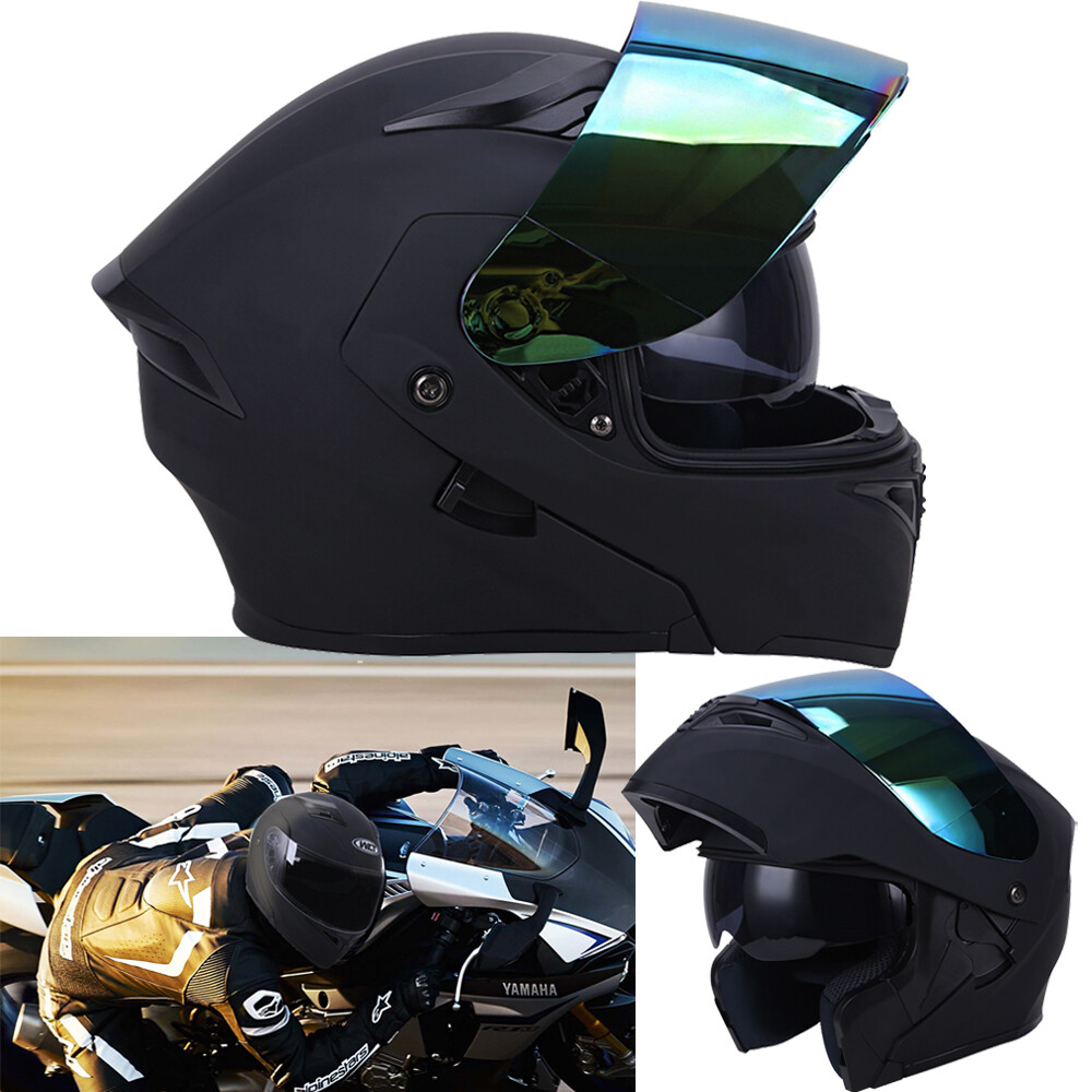 DOT Modular Helmet Full Face Dual Visor Flip Up Motorcycle MX Helmet + SHIELD XL