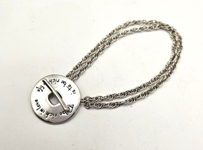 Sterling Silver 925 Toggle Bracelet 6'' TO BE IN LOVE 2 Strand Rope Style