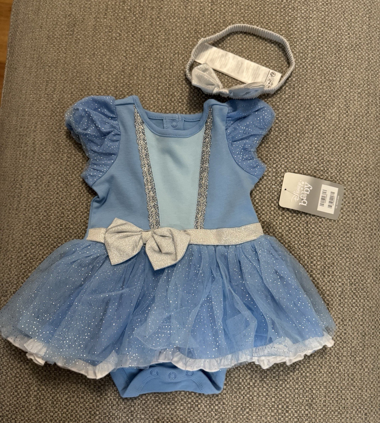 Disney Store Bebé Cenicienta Vestido Elegante Mameluco Conjunto y Diadema 9-12 Meses