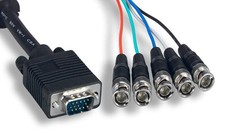 5 BNC to SUPER VGA HD15-M Cable 6FT RGBHV SVGA