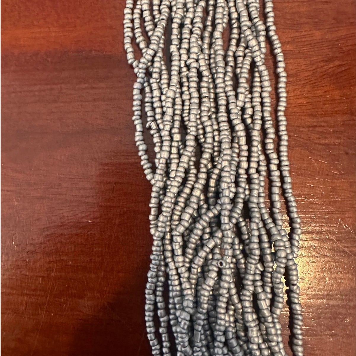 Gray Multi Strand Beaded Necklace Statement Grey … - image 2