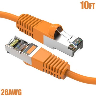 10FT Cat5E RJ45 Ethernet LAN Network FTP Shielded Patch Cable Pure Copper Orange