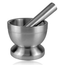 M&ouml;rser mit St&ouml;&szlig;el, aus Edelstahl, mit, Gew&uuml;rze, Kr&auml;uter, Rutschfester Handm&ouml;rser
