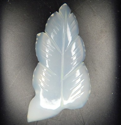 BEST 47ct Carved Solid Opal Leaf Blue Adularescence Natural Earth Mined Unheated