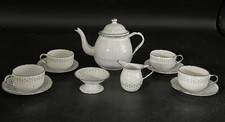 Antique Enamel Ware Children's Tea Set With Green Design