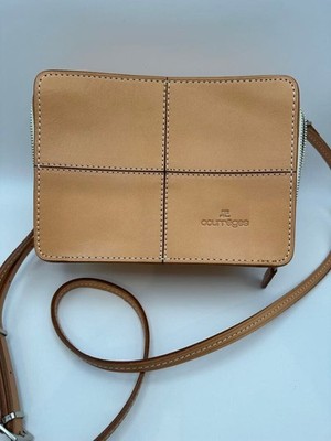 COURREGES Shoulder Bag Leather Beige Vintage Authentic From Japan
