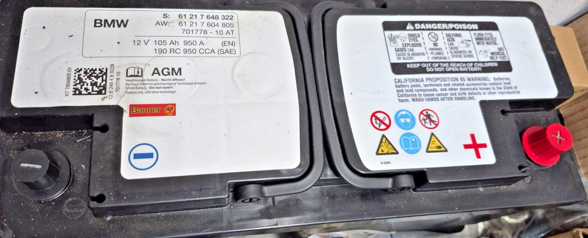 Original Battery AGM BMW Genuine OEM Part 61217604808 for sale